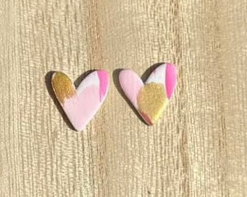 Multi-color clay hearts stud