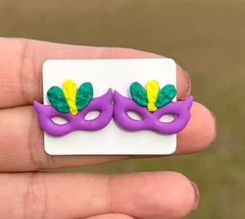 Mardi Gras mask studs