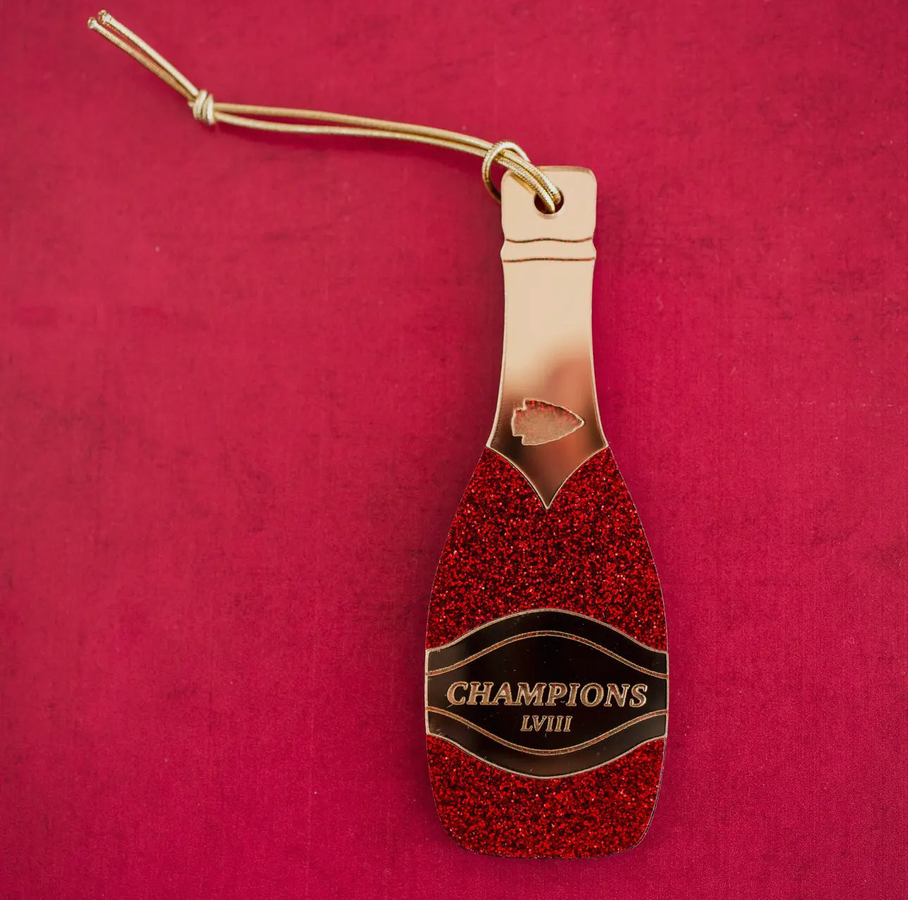 KC champions LVII red and gold Champaign ornament