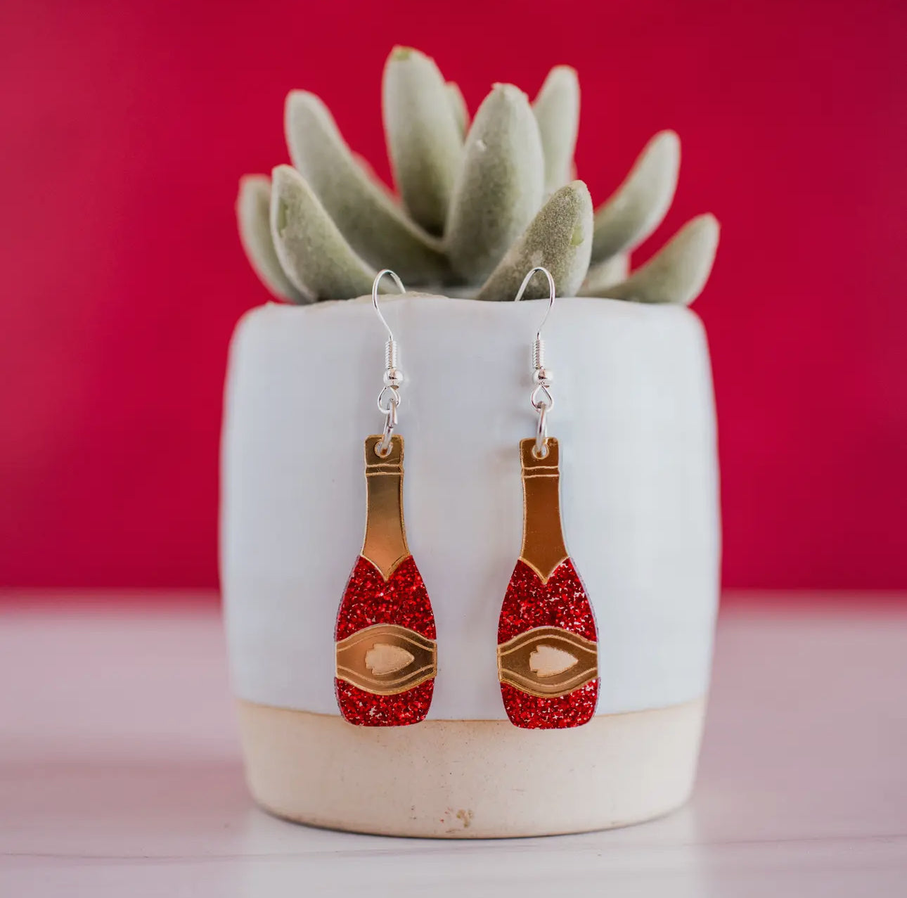 Red and gold KC Champagne dangles