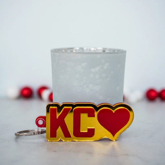 Red & Gold Acrylic Double Layered KC Heart Keychain